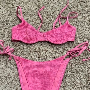 Pink Textured Bikini Set PacSun